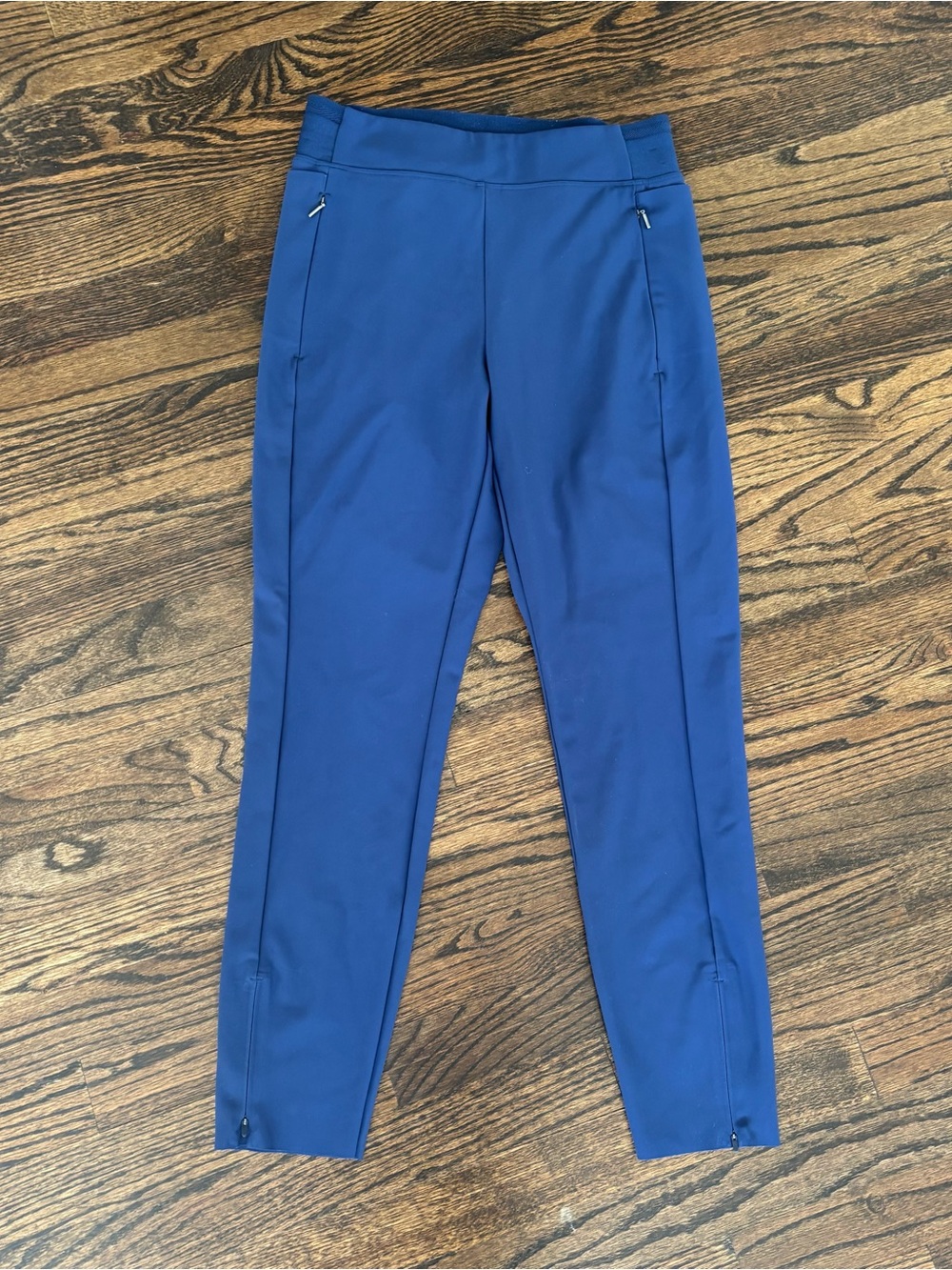 Athleta straight leg Slim Ponte Ankle Zip Pants Royal Blue 4 Petite